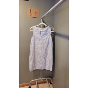 Loft Eyelet Sleeveless Shift Dress, Size 4, Powder Blue